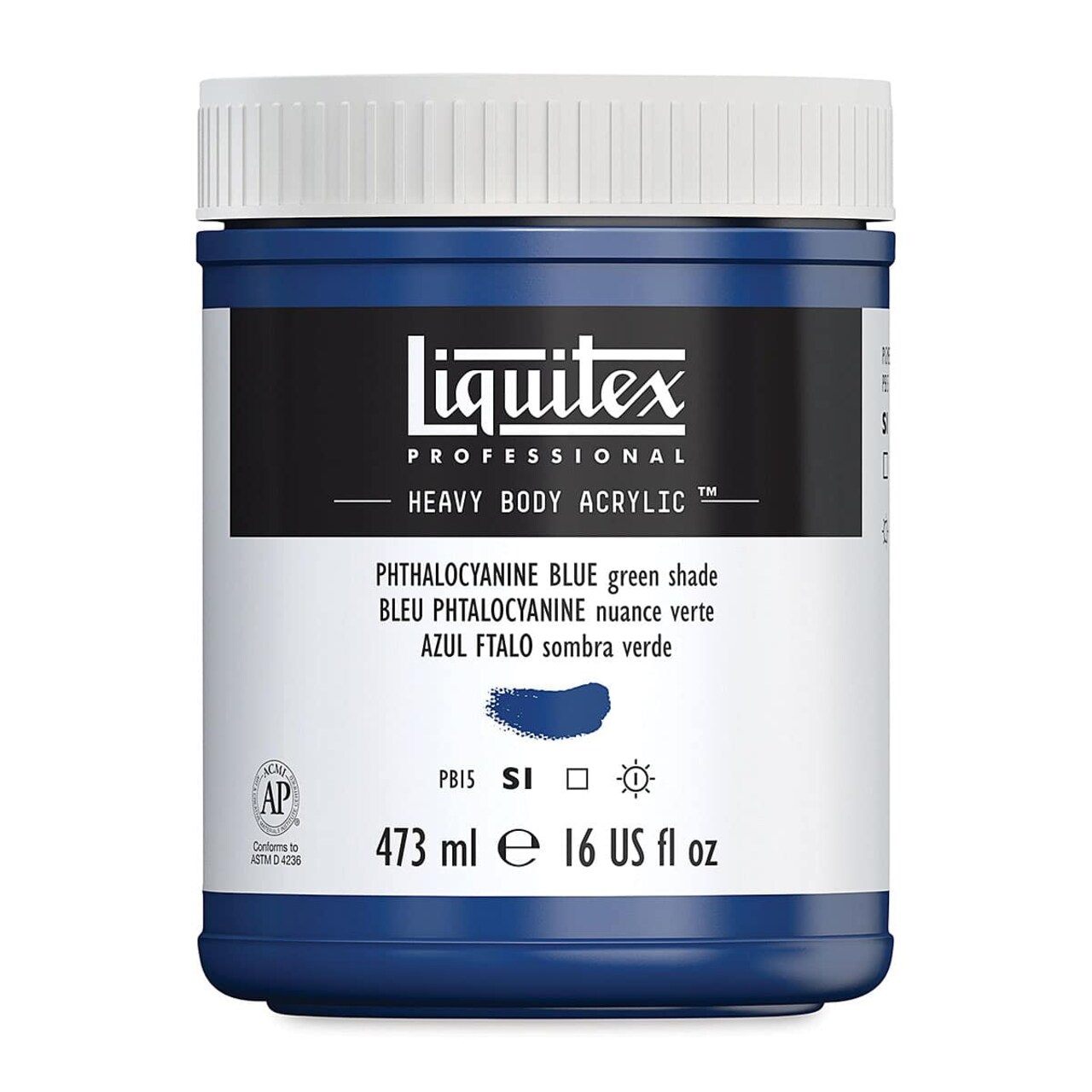 Liquitex Heavy Body Artist Acrylics - Phthalo Blue (Green Shade), 16 oz Jar